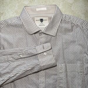 Black Brown 1826 Mens Striped Button‎ Down Shirt XL Work Casual Office